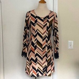 Chevron Patterned Long Sleeve Dress